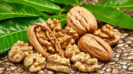 of walnuts, integrated with an image of market demand, highlighting export value. | [Export products]:[Fruits, nuts] 