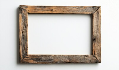 Fototapeta premium A wooden frame with a white background