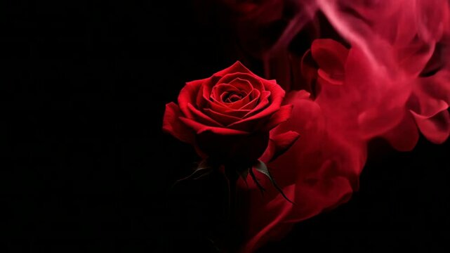 Red rose on black