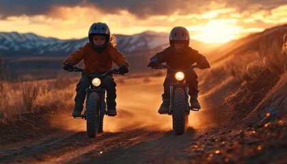 Experience the thrill of adventure with our vibrant couple cycling through a serene countryside, capturing the essence of active connection and togetherness Witness the beautiful landscape and the