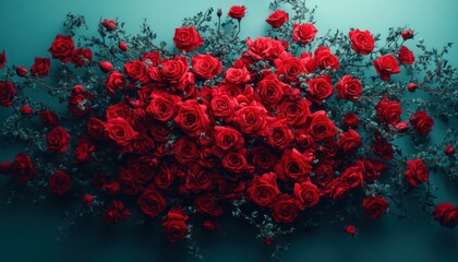 Explore the captivating symmetrical arrangement of roses and thorns, showcasing their delicate yet resilient aesthetic in this breathtaking image A floral masterpiece that highlights both beauty and