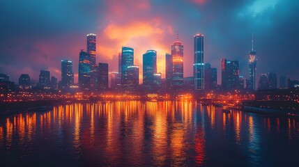 Fototapeta premium A dynamic urban skyline symbolizing new opportunities in expanding markets