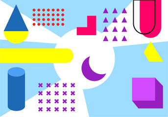 Pink and blue background with geometric shapes