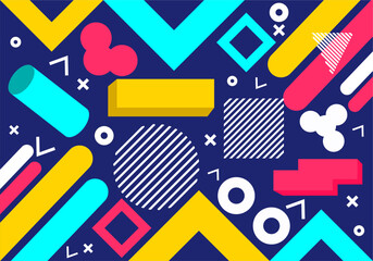 Fototapeta premium Geometric pattern memphis style background, shapes background.