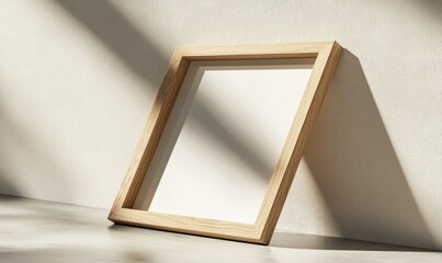 Fototapeta premium A wooden frame with a white background