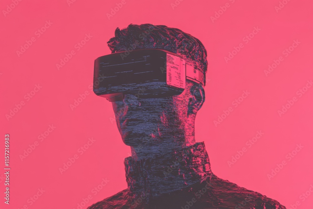 Poster a futuristic depiction of a human with augmented reality glasses, interacting with holographic displ