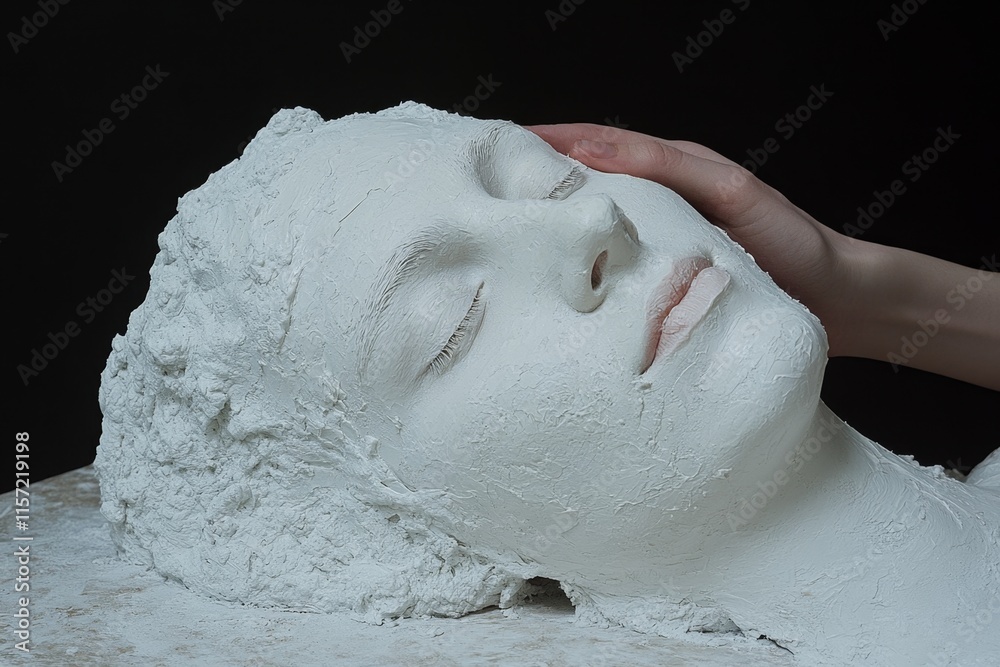 Poster a human hand caressing the face of another, emphasizing the tenderness of touch and the natural text