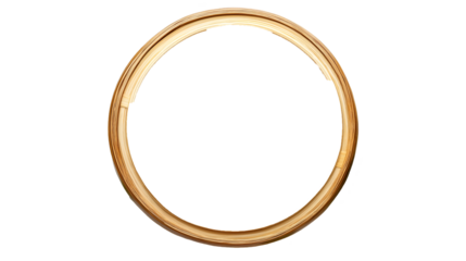 Circular bamboo frame with natural fibers, eco friendly aesthetic. Isolated on transparent background cut out