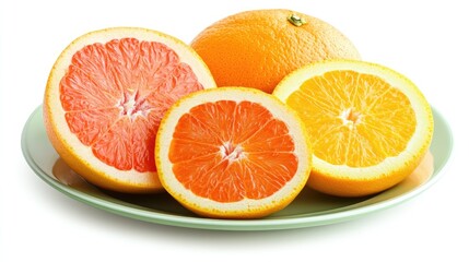 Fototapeta premium Fresh Citrus Fruits on a Plate with Vibrant Colors and Textures