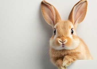 Obraz premium The cheerful Easter Bunny peeks from its cozy hiding spot, spreading joy and delight. This fluffy creature symbolizes the sweet spring spirit and family gatherings during the holiday