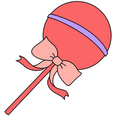 Sweet Valentine's day doodle of candy with a pink bow.