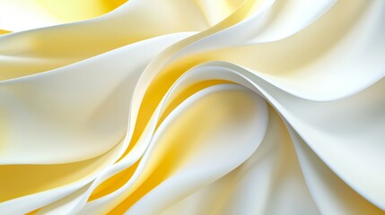 Fototapeta premium Smooth, undulating shapes in shades of yellow and white create a mesmerizing abstract composition, evoking a sense of fluidity and movement
