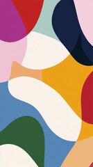 Colorful abstract background featuring overlapping organic shapes in various colors, creating a modern and vibrant design with a playful and artistic feel, suitable for various creative projects