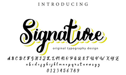Signature Font Stylish brush painted an uppercase vector letters, alphabet, typeface