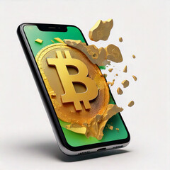 Bitcoin Popping Out of a Smartphone