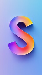 Fototapeta premium Colorful 3d letter s with a smooth, rainbow gradient is standing out on a soft blue background, creating a modern and visually appealing design