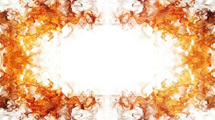 Fire Frame Border with Bright Flames on White Background High-Resolution Illustration, Generative Ai.