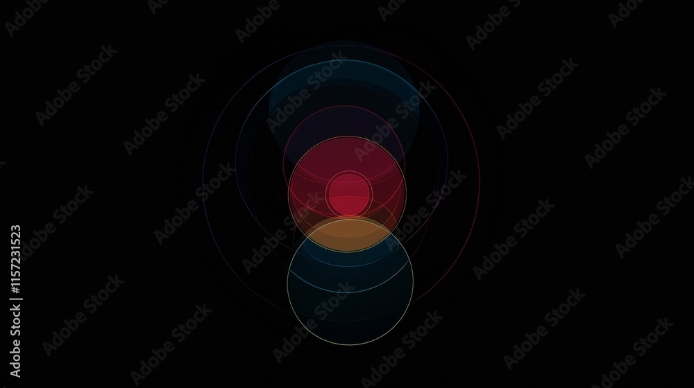 Aufkleber abstract composition of overlapping and concentric circles generating a vibrant and colorful pattern