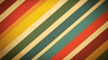 Retro colorful diagonal stripes create a vibrant, vintage textured background, ideal for designs evoking nostalgia and classic charm in various creative projects