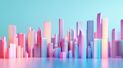 Obraz premium Colorful abstract city skyline with modern design.