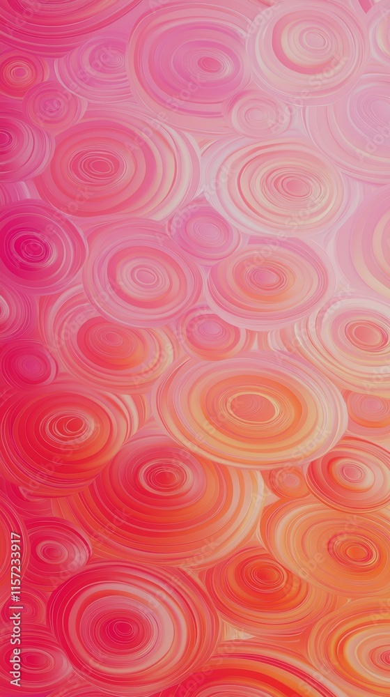 Poster overlapping concentric circles in vibrant shades of pink and orange create a mesmerizing visual effe