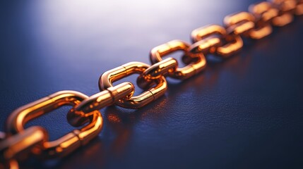 Fototapeta premium Close-up of a shiny metallic chain on a dark surface.