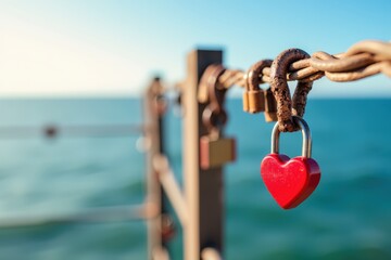 Romantic Love Locks by the Sea: Perfect for Valentine's Day, Anniversary, or Couple's Gifts