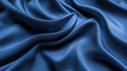 Fototapeta premium Smooth Blue Satin Fabric Closeup for Elegant Backgrounds