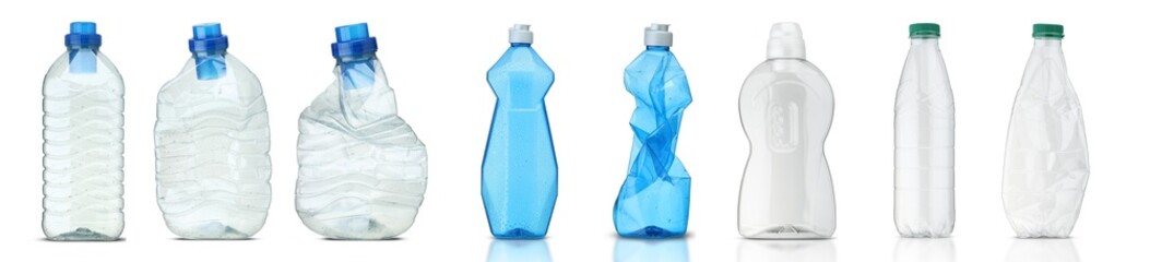 set of empty plastic bottles