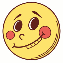 Fototapeta premium A yellow blush emoticon vector icon, perfect for adding a playful and expressive touch to your designs or digital projects.