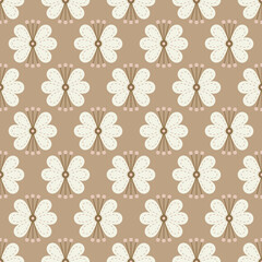 Floral seamless pattern. Bohemian surface design of stylized monochrome flowers