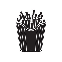Black and White Vector French Fries Drawing