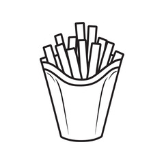 Black and White Vector French Fries Drawing