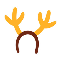 Fototapeta premium Carnival head hoop with yellow deer horns. For a costume for Christmas, festival, party, holidays. An attribute of the costume. Cartoon headband with ears. An isolated costumed item