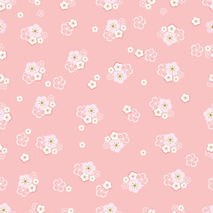 Seamless Pattern of Plum Flower.