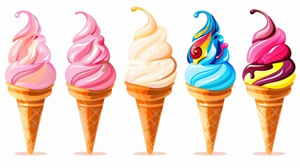Vibrant Cartoon Style Ice Cream Vector Illustration for Design Projects