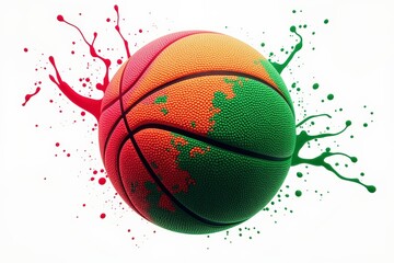 Vibrant Rainbow Basketball Illustration Perfect for Sports Merchandise, Team Logos, and Basketball-Themed Designs