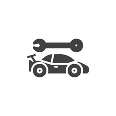 Racing car and wrench vector icon