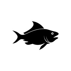 Fototapeta premium A vector silhouette fish icon illustration. Single fish logo icon on white background