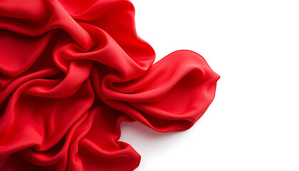 Naklejka premium Vibrant Red Fabric Flowing with Dramatic Movement on White Background