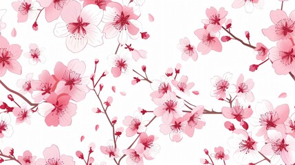 Elegant Cherry Blossom Background with Japanese Flower Pattern
