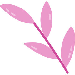 Lovely cartoon pink leaves isolated on white background. Cute hand drawn herb for decoration, poster, design element, social media