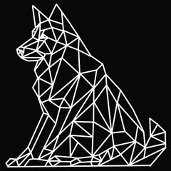 black silhouette of the dog on white background, vector, illustration