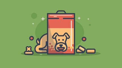 Modern Dog Food Package Line Icon Vector Illustration