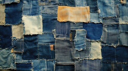 Colorful Patchwork Denim Fabric Texture for Creative Projects
