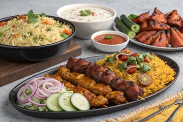 Fototapeta premium Aromatic Flavors of Pakistan Seekh Kebabs and Biryani