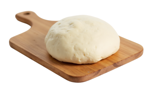 Fresh Raw Dough on a Cutting Board, Isolated on a Transparent Background PNG.