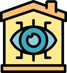 House with eye symbolizing security and surveillance in a smart home environment