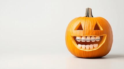 Halloween pumpkin with braces.
