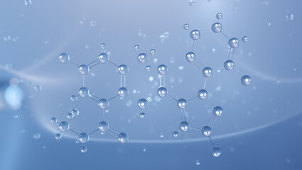 chlorantraniliprole molecular structure, 3d model molecule, insecticide, structural chemical formula view from a microscope